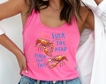 Débardeur écrevisses sucer la tête chemise couleurs confort cajun Louisiane fruits de mer bouillir tee drôle Belle du Sud amateur d'écrevisses cadeau haut