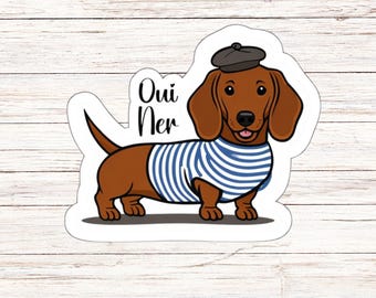 Oui Ner Dackel Aufkleber Lustiger Weiner Hund Wasserfester Aufkleber Französischer Hund Punny Tier Becher Hundeliebhaber Geschenk Lustiger Laptop Autoaufkleber