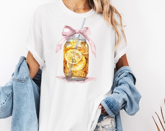 Sweet Tea Shirt Coquette Pink Bow Shirt Iced Tea Shirt Retro Tea Lover Shirt Southern Aesthetic Tee Country Girl Tshirt Comfort Colors
