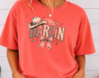 Chemise Darlin Comfort Colors T-shirt cow-girl western Chemise graphique country coquette T-shirt cowboy boutique du Sud tendance