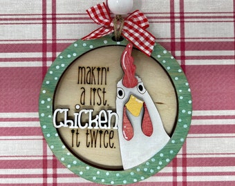 Hand-Painted Chicken Christmas Ornament - Festive Holiday Decor for Chicken Lovers/Chicken Lady