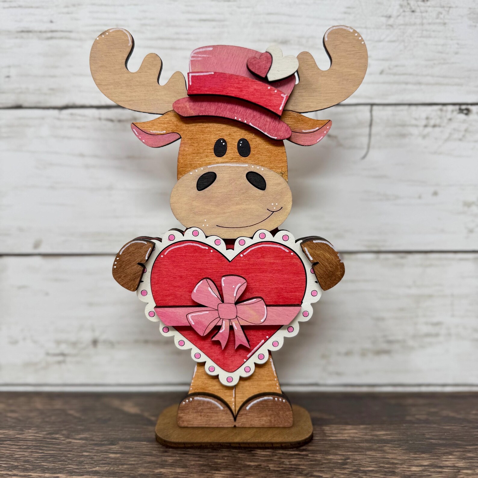 Valentine's Day Moose Decor | Wooden Heart Balloons & Chocolates | Sold ...