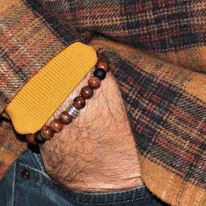 Tibetan Agate & Matte Onyx Bracelet – 8mm Natural Stone – Handmade Healing Jewelry – Protection Gift for Men - for Women