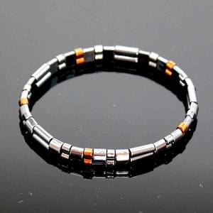 2 Row Hematite For Wealth and Power Healing Gemstone Stretchy Bracelet, Protection Jewelry Dainty Jewelry, Unique Gift Idea by PotatoDesign