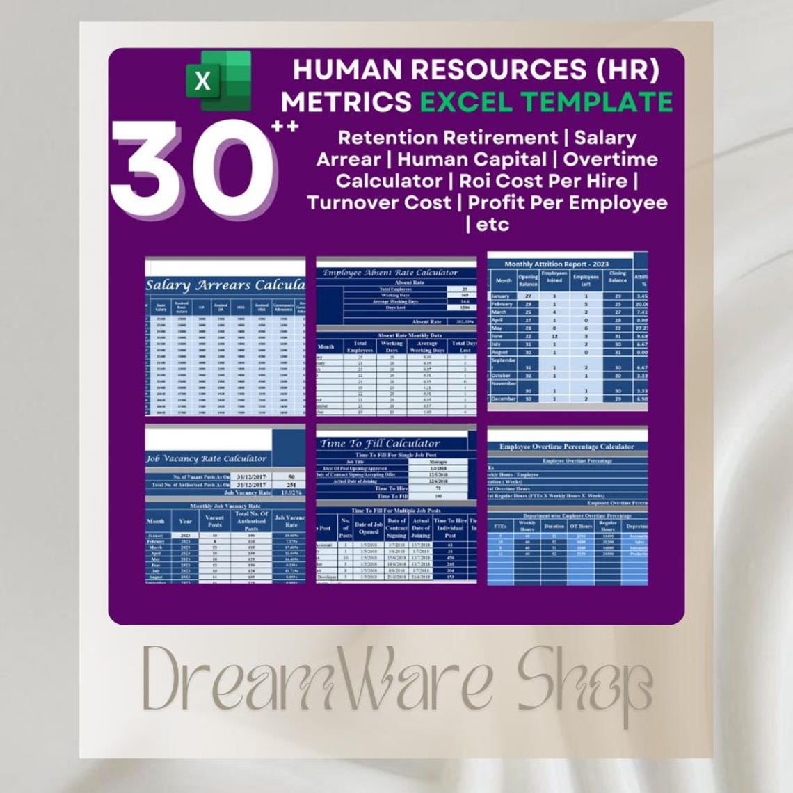 30 Human Resources HR EXCEL Templates: Excel Calculator ǀ Human Capital ...