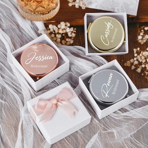 Miroir de poche personnalisé pour femme - Parfait cadeau de mariage personnalisé, proposition de demoiselle d'honneur et cadeau pour occasions spéciales Miroir de maquillage cadeau femme