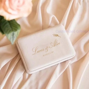 Gepersonaliseerde flanellen sieradendoos - aangepaste trouwringdoos, ketting, oorbel, armband geschenkdozen voor bruid - bruiloft verjaardag sieradendoos