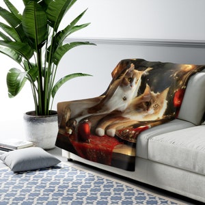 Sherpa Fleece Decke, Weihnachtskatzen Decke, Rote Ragdoll Katzen Decke, Weihnachtsdecke Geschenk, Weihnachtsdecke, Kuschelige Decke