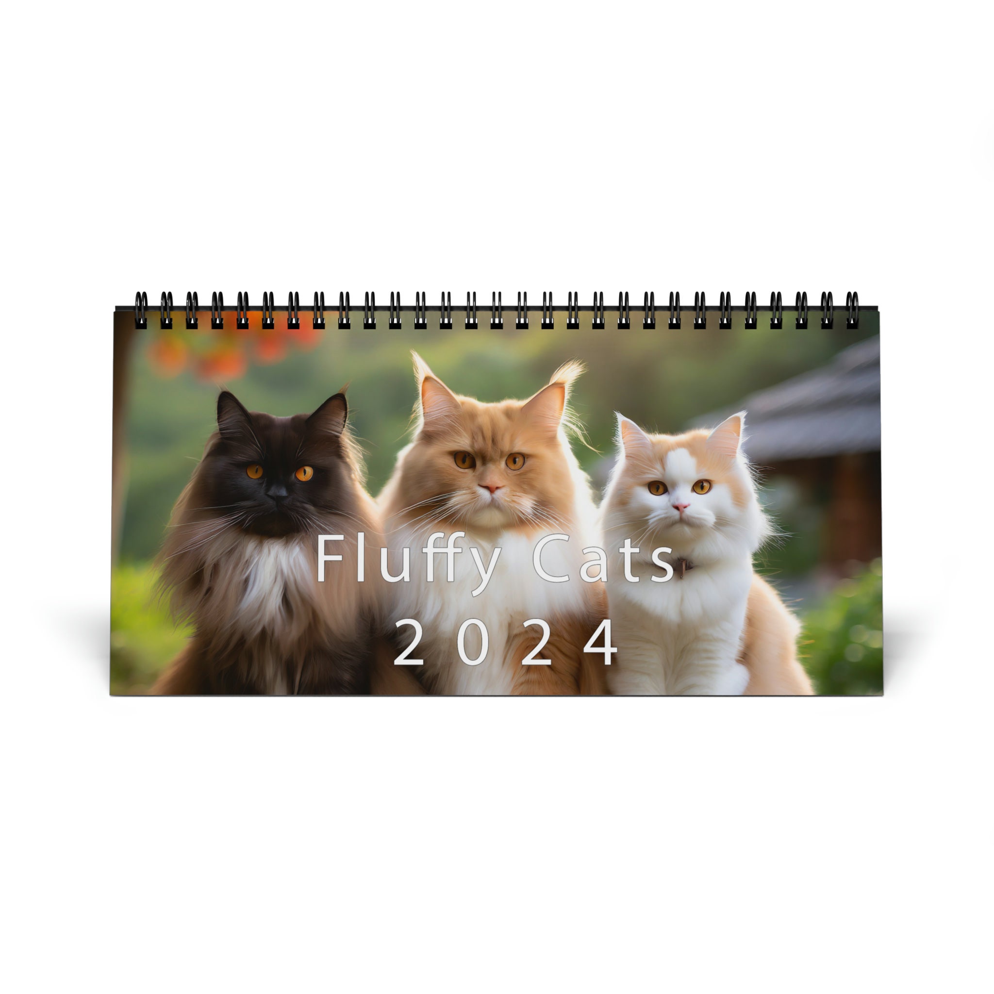 2024 Fluffy Cats Desktop Calendar, 2024 Cat Calendar, Cat Lover