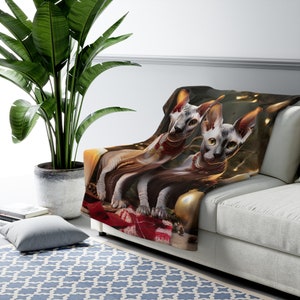 Sherpa Fleece Decke, Katzen Weihnachtsdecke, Sphynx Katzen Decke, Weihnachtsdecke Geschenk, Weihnachtsdecke, Kuschelige Decke