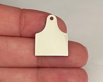 Small Mirrored Stainless Steel Ear Tag Charm, 17x22mm, DIY Jewelry