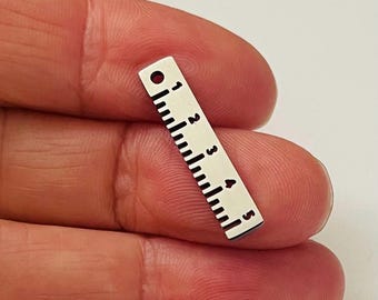 Stainless steel Ruler charm-mirrored finish on both sides-Measure 5mm x 19mm-comes with jump ring