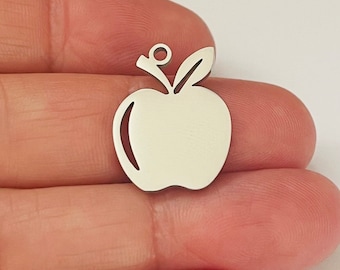 Stainless steel Apple charm-mirrored finish on both sides-Measure 15mm x 20mm-comes with jump ring