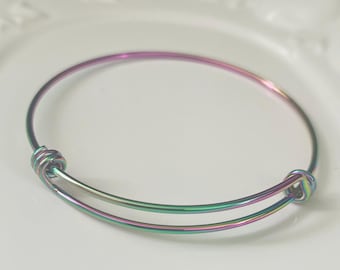 60mm Stainless steel Rainbow color expandable bracelet-1.5mm thick