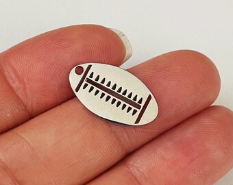 Stainless steel Football charm-mirrored finish on both sides-Measure 20mm x 11mm-comes with jump ring