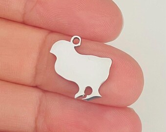 Small Stainless Steel Chick Charm with Jump Ring (15mm)