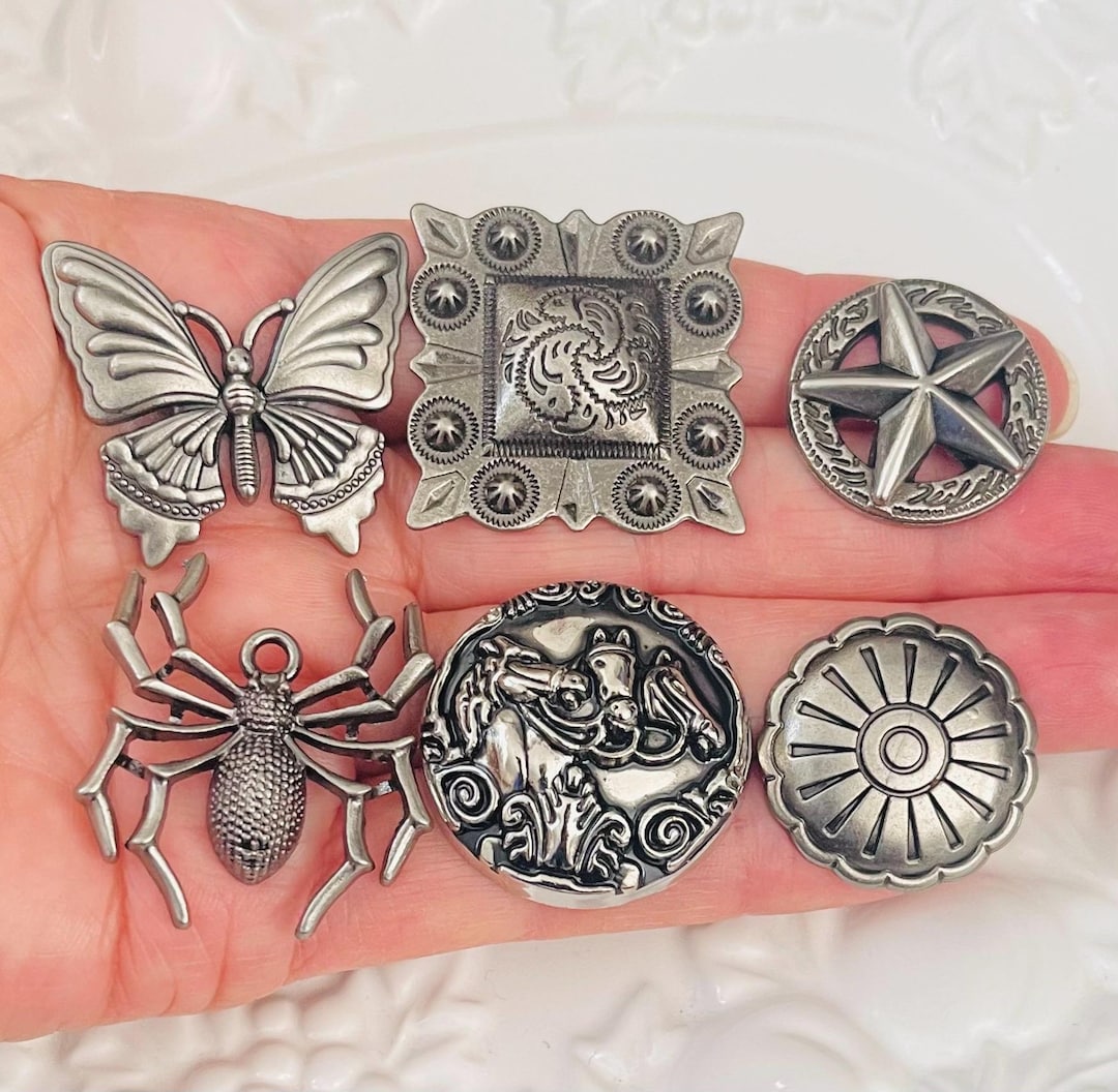 Western Pewter Concho With Rivet, Spider, Horse, Star - Etsy