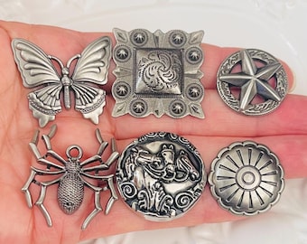 Western Pewter Concho with Rivet, Spider, Horse, Star