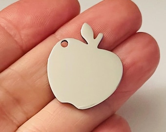 Stainless steel Apple charm-mirrored finish on both sides-Measure 21mm x 23mm-comes with jump ring