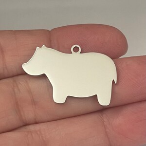 Stainless steel Hippopotamus- Hippo charm-mirrored finish on both sides-Measures 31mm x 20mm-comes with jump ring