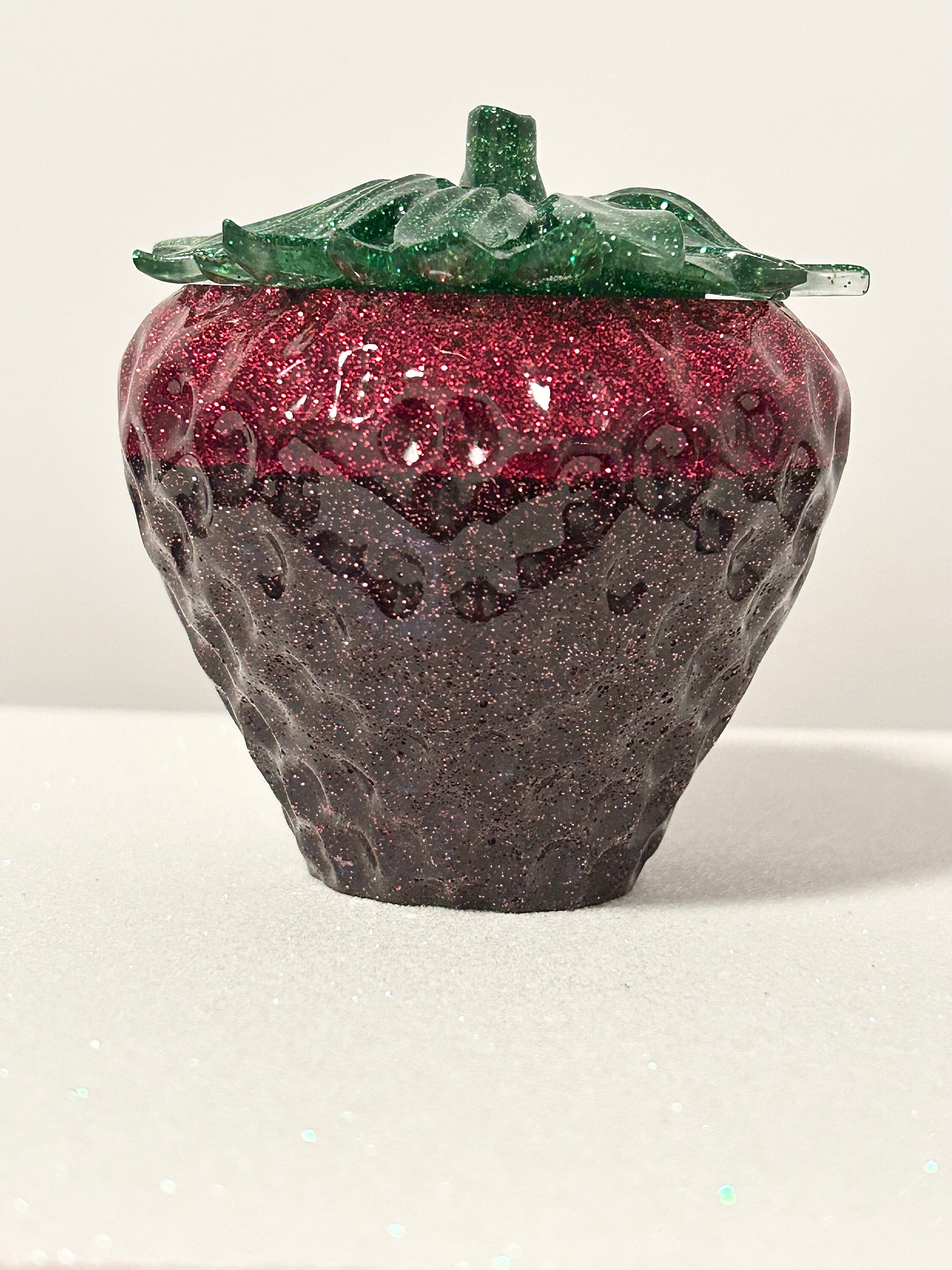 Resin Chocolate Covered Strawberry JAR epoxy handmade art craft accessory decor berry strawberry chocolate fruit jewelry box piggy bank