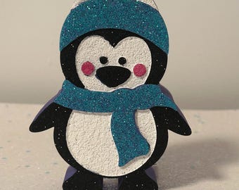 FROSTA il PINGUINO Resina Illumina decorazione fatta a mano Natale inverno vacanza magico glitter scintilla cartone animato