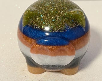 One of a Kind Resin PIG multi layered Resin piggy epoxy handmade figurine art craft accessory decor paperweight