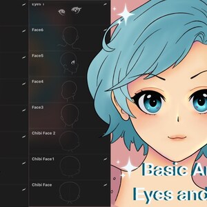 Procreate Basic Anime Chibi Eyes and Face Procreate Brush Stamp
