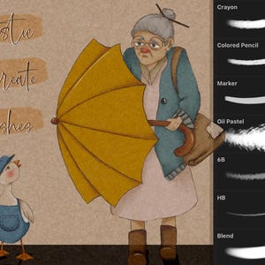 Artistic Procreate-penslar: HB, 6B, krita, pastell + texturerat papper