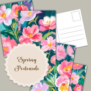 Set of 4 Spring Floral Postcards – Illustrated Garden Flowers – Aesthetic Stationery Gift - Mother&#39;s Day, or springtime greetings