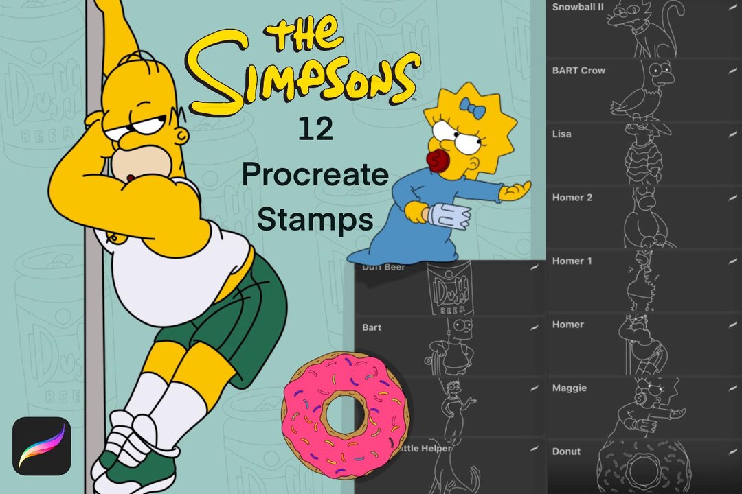 The Simpsons Inspired 12 Procreate Stamp Brushset Instant Download ...