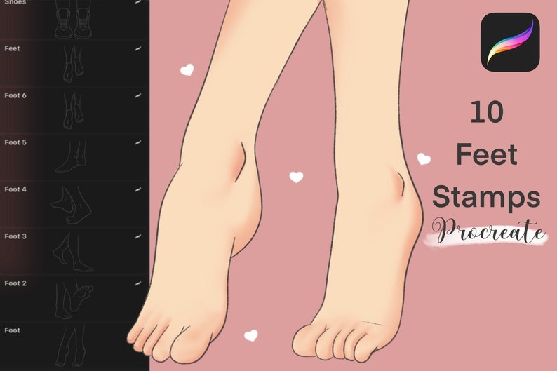 Procreate Stamps Feet Shapes and Skin Color Palette Procreate Brush Set ...