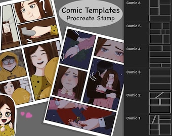 Procreate Brushset Stamp Comic Templates Webcomic + extra ink brush