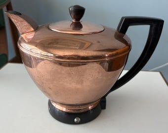 Vintage Manning Bowman Copper Electric Kettle with Bakelite Handles