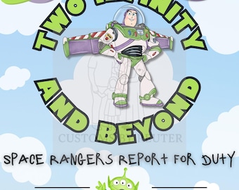 Two Infinity & Beyond Birthday Invitation - Canva Digital Template