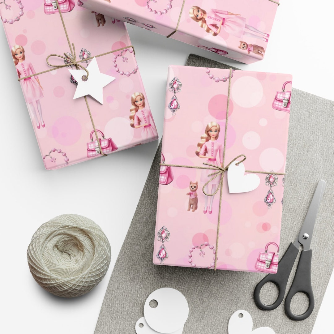 Doll Wrapping Paper Pink Wrapping Paper Christmas Gift Etsy