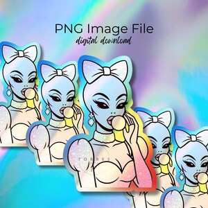 Pixie Pop Alien Babe Holographische PNG | Digitaler Download