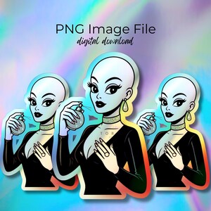 Moxie Moon Alien Babe holografische png | Digitale download