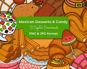 Mexikanische Desserts & Süßigkeiten | Digitaler Download | Clipart-Bundle
