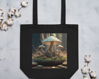 Mushroom Zen Garden Tote Bag, Moederdag, Paddestoelen, Grote Katoenen Canvas Tas, Boodschappentas, Schoudertas, Boodschappentas, Cadeau voor haar