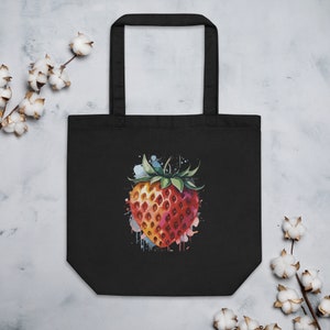 Strawberry Tote bag, Strawberry Lover Gift, Eco Friendly Bag, Reusable Grocery Tote, Cute Tote, Farmers Market Bag