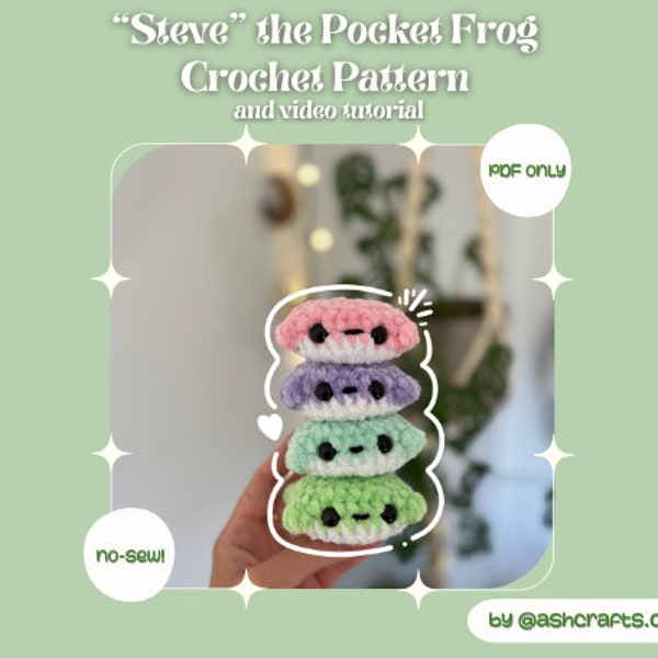 Steve the Flat Pocket Frog Crochet Pattern