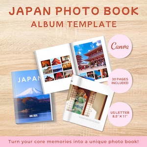 Japan Photo Book Template Canva Editable Travel Photo Album Digital Printable eBook Japanese Template For Family Gift Coffee Table Album
