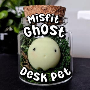 Glow-in-the-Dark Misfit Ghost Desk Pet: Polymer Clay Ghost Jar