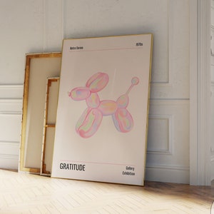 Retro Balloon Dog Wall Art,Printable Wall Art,Preppy Pink Bedroom Decor Teens,Posters for Dorm,Dorm Print,Vintage Pastel Print Pastel Print
