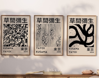 Japanisches Wandkunst-Set mit 3 Drucken,Ausstellungsplakate,japanische Kunst,schwarzes Poster,asiatische druckbare Wandkunst,Japan Wohndekor,Japan Wandkunst Set