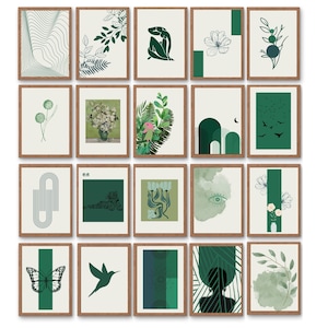 Smaragdgrün Schönheit Set von 20 digitaler Download, druckbare Wandkunst, Matisse Poster, Van Gogh druckbare Wandkunst, abstraktes Poster, Frauenporträt