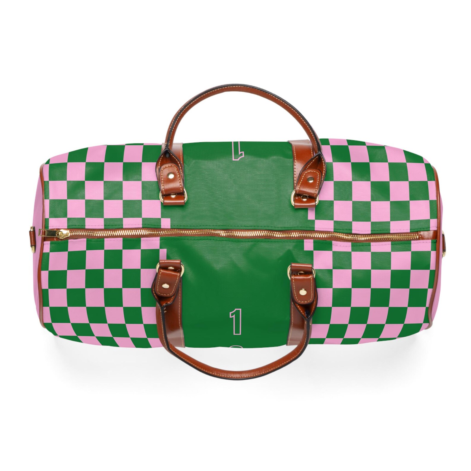 Checkmate AKA Inspired Bag, AKA Pink & Green Elegant Duffle Bag ...