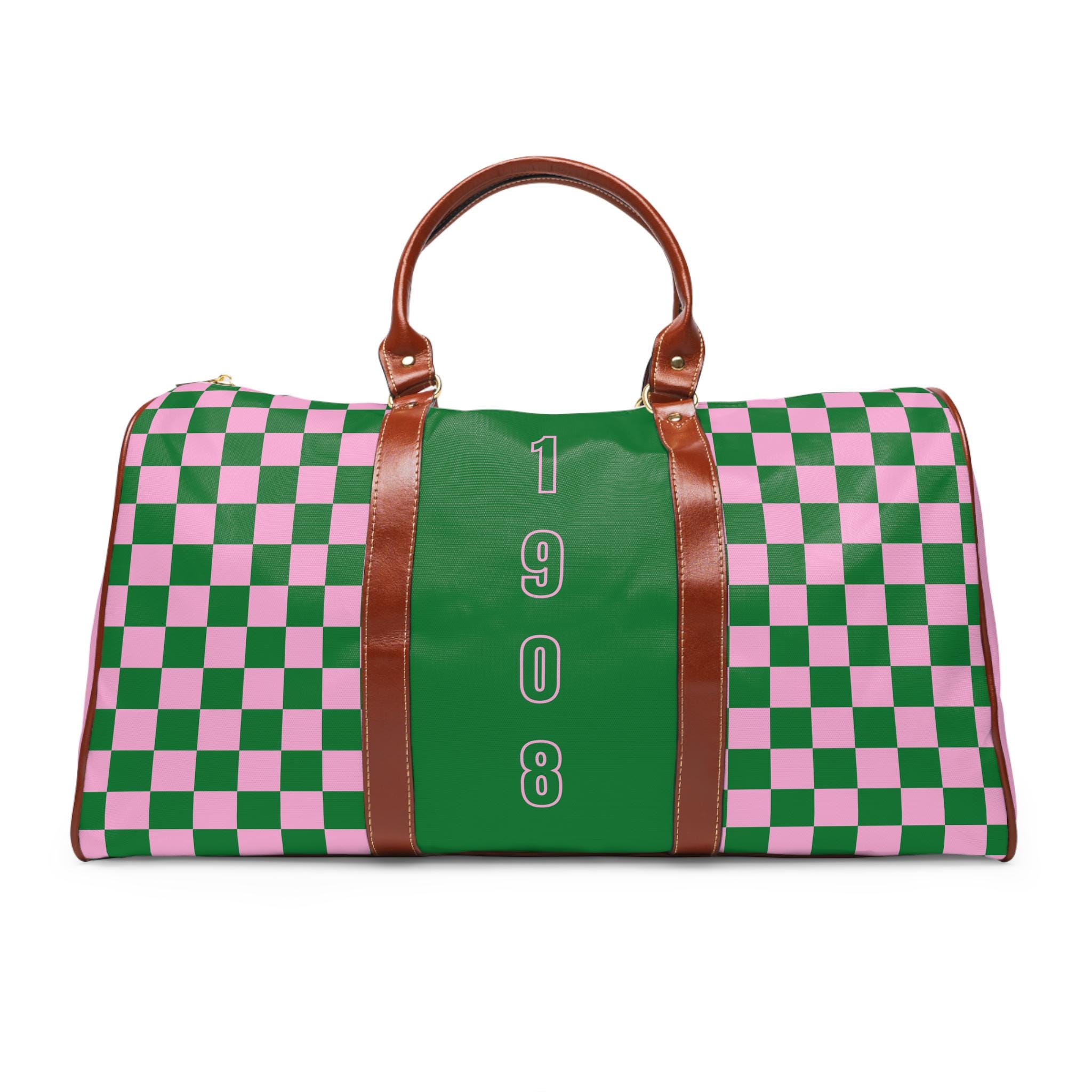 Checkmate AKA Inspired Bag, AKA Pink & Green Elegant Duffle Bag ...