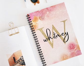 Floral Monogrammed Notebook, Pink Gift for Her, Letter Notebook, Personalized  Name Notebook, Custom Notebook, Personalized Initial Notebook
